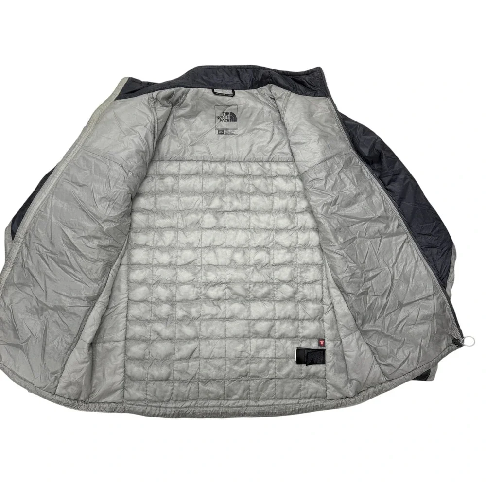 The North Face Thermoball Jacket Mens Medium Gray Black Full Zip Puffer C976 F14